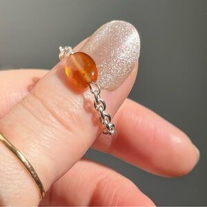 Sterling Silver Rolo Chain Garnet Gemstone Ring